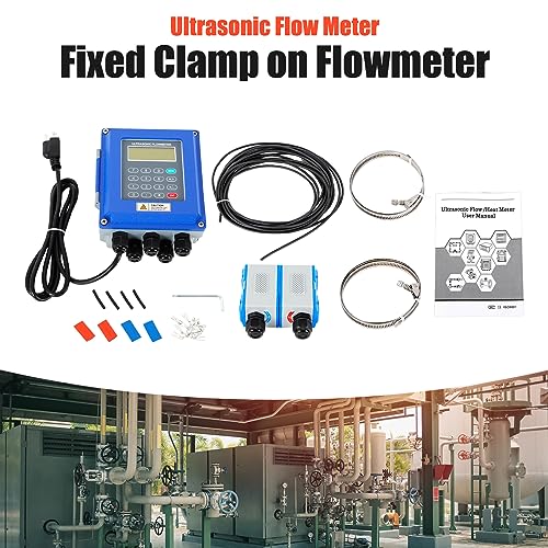 Pattosaey TUF-2000B Ultrasonic Flow Meter Digital Flowmeter DN50~DN700mm Liquid Flowmeter for Steel Copper PVC Aluminum Measure, DC8~36V/AC85~264V