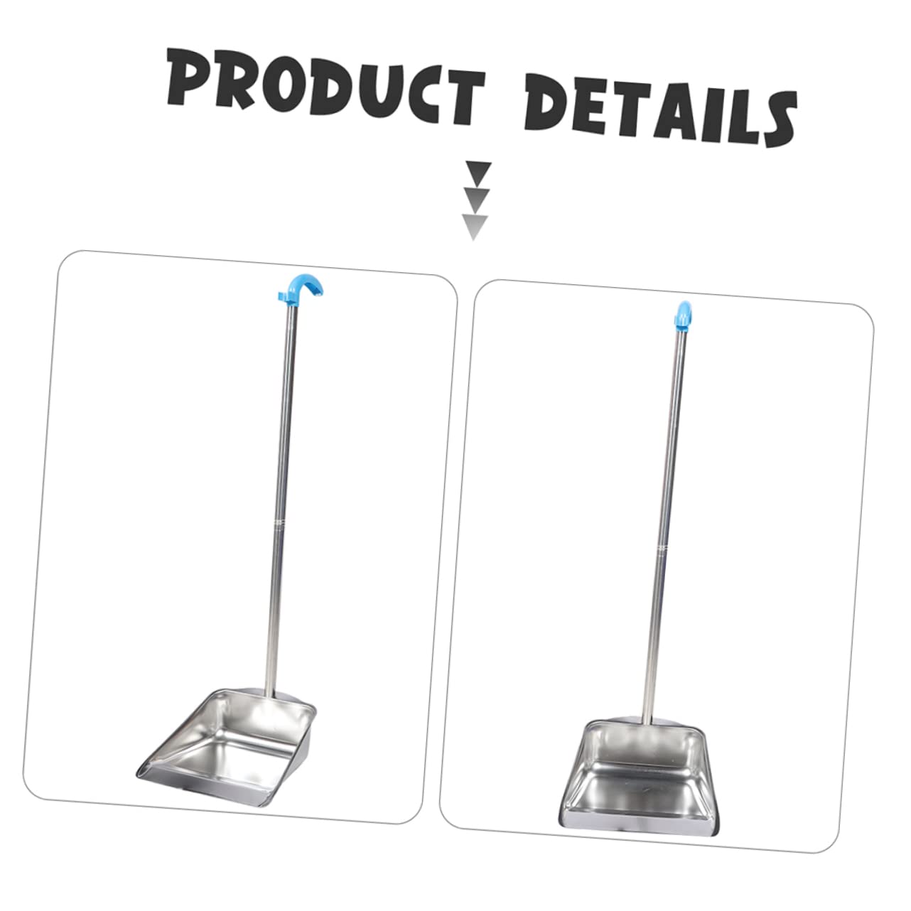 HOMOCONO Stainless Steel Garbage Bin Thicken Dustpan Outdoor Dust Pan Commercial Dustpan Room Cleaning Shovel Long Handle Dustpan Stand up Dustpan Kitchen Dustpan Tin Dustpan Silver Plastic