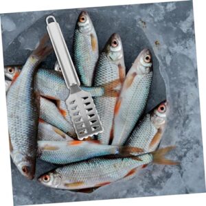 FUNOMOCYA Fish Scale Shaver Remove Fish Scale Fish Grater Living Fish Shaver Fish Scaler Brush Fish Scaler Kit Seafood Tool Scale Scraper Fish Gripper Fish Skin Cleaner Scale Peeler Silver