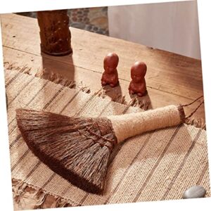 HOMOCONO Small Broom Broom Mini Desk Dust Broom Cute Broom Desk Cleaning Brush Broom Brushes Natural Broom Straw Broom Remover Desktop Cleaning Brush Besom Brown Silk Light Brown