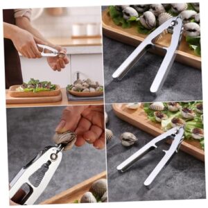 VOSAREA Clam Opening Tool Meat Grinder Clam Opening Pliers Clam Opener Clam Opening Clip Clam Pliers Silver