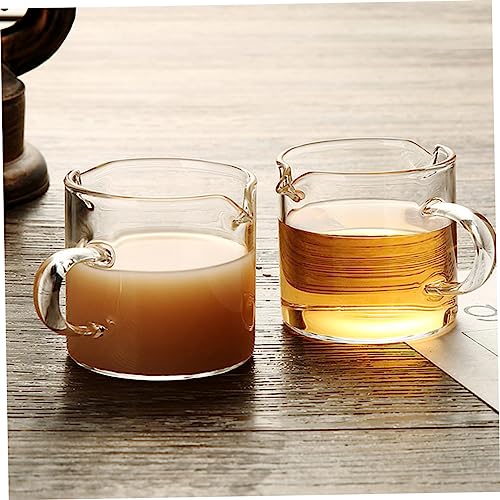 COLLBATH 2pcs Double Mouth Milk Cup Measuring Milk Jug Espresso Shots Tea Serving Pitcher Sauce Dish Espresso Coffee Maker Machine Mini Sauce Pitchers Espresso Wdt Mini Jugs for Sauce Glass