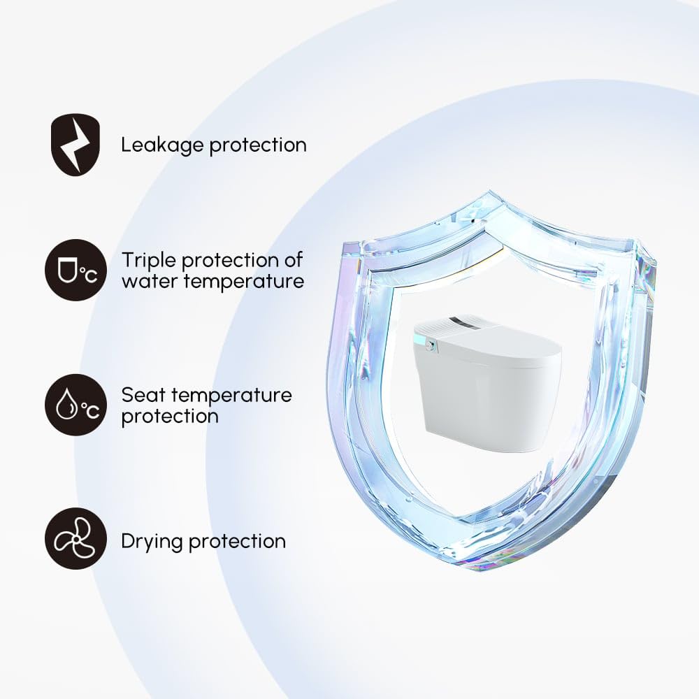 KunMai Smart Toilet with Bidet Built in, Auto Open/Close, Heated Seat, Automatic Flush Bidet Toilet, Night Light, 1.32 GPF One-Piece White Toilet for Bathroom