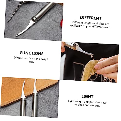 HOLIDYOYO 3 Sets Shrimp Peeler Clean up Shrimp Tool. Shrimp Line Cleaner Sea Food Accessory Sea Food Knives Seafood Deveiner Shrimp Master Tool Cleaning Gadgets Silver Stainless Steel