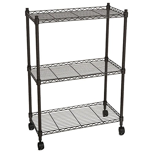 Laduzile 3-Layer Plastic Coated Iron Shelf with 1.5" Plastic Wheels 350 * 600 * 850 Black