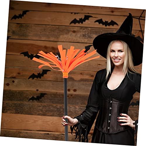 TOBBOMEY 3pcs Witch Broom Halloween Prop Broom Stick Halloween Straw Broom Halloween Cosplay Accessories Witch Costumes Accessory Halloween Costume Broom Props Kid Broom Orange Plastic