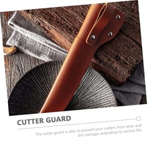 GREENADSCAPE 2pcs Cutter Protective Cover Kitchen Supply Cutter Supply Kitchen Guard Protector Portable Cutter Cover Cutter Sleeve Butcher Sleeve Convenient Cutter Guard Light Brown Leather