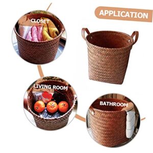 Levemolo Clothes Hamper Clothes Container Dirty Clothes Basket Laundry Basket with Lid Car Toy Sundries Container Cars Toy Seagrass Basket Wicker Laundry Basket Washing Basket Brown Pp