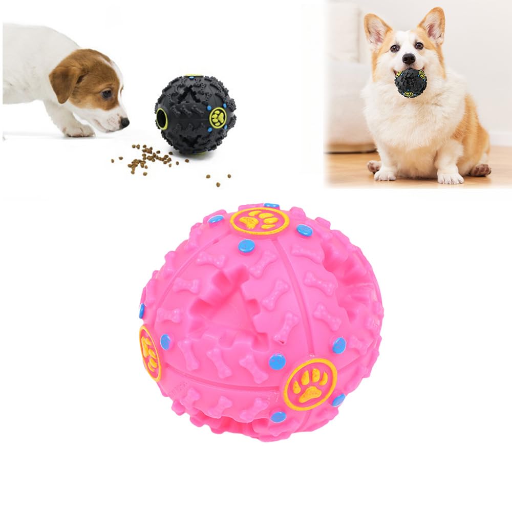 Pawcia Giggle Ball, Giggle Sound Dog Ball, Dog Chew Toys, Dog Toy Ball Fun Squeaky Wobble Giggle Sound, Interactive Hard Tough Pet Toy, Interactive Fetch Dog Ball, Dogs Food Dispenser (4.7in Pink)