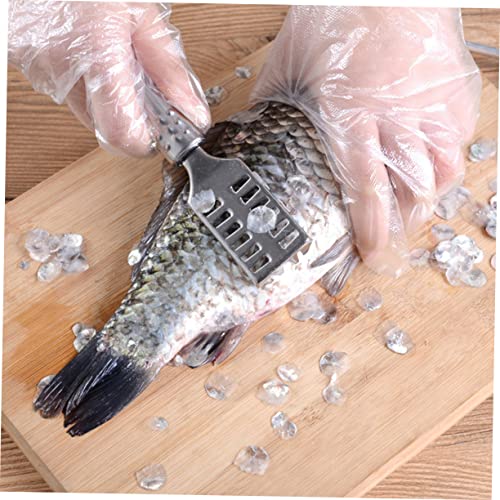 FUNOMOCYA Fish Scale Shaver Remove Fish Scale Fish Grater Living Fish Shaver Fish Scaler Brush Fish Scaler Kit Seafood Tool Scale Scraper Fish Gripper Fish Skin Cleaner Scale Peeler Silver