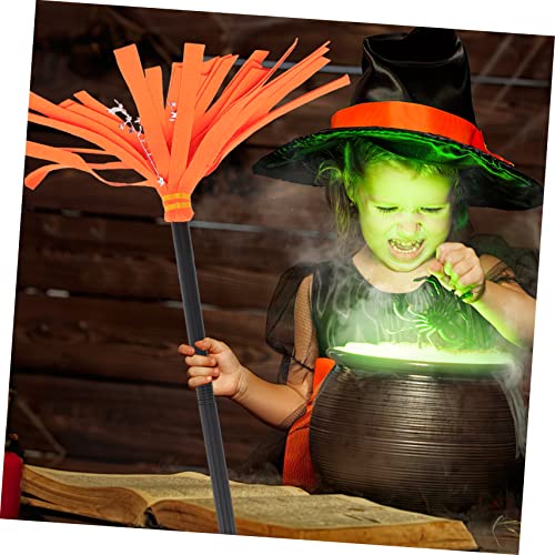 TOBBOMEY 3pcs Witch Broom Halloween Prop Broom Stick Halloween Straw Broom Halloween Cosplay Accessories Witch Costumes Accessory Halloween Costume Broom Props Kid Broom Orange Plastic