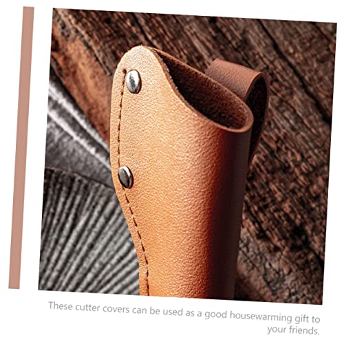 GREENADSCAPE 2pcs Cutter Protective Cover Kitchen Supply Cutter Supply Kitchen Guard Protector Portable Cutter Cover Cutter Sleeve Butcher Sleeve Convenient Cutter Guard Light Brown Leather