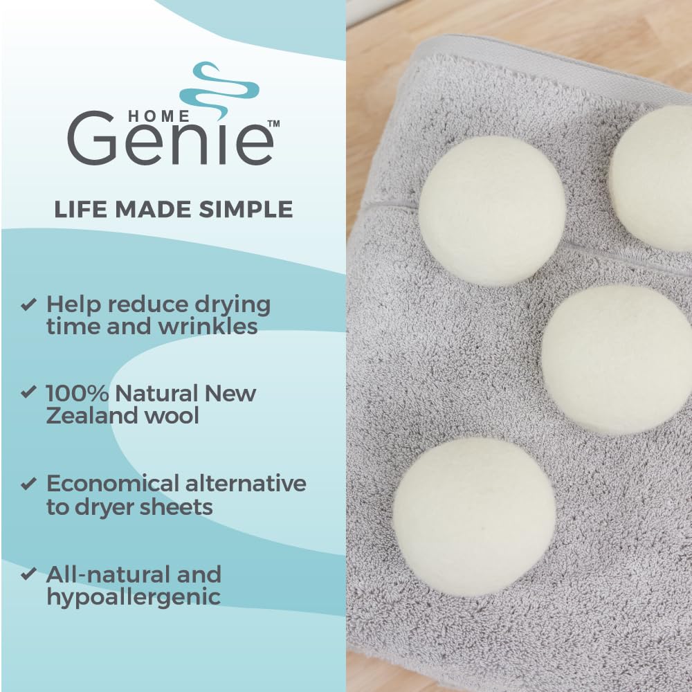 HOME GENIE Durable and Gentle Mesh Laundry Bags for Washing Delicates and Wool Reusable Dryer Balls, Bags 3 Pk Medium, Silicone Zipper, Balls 4 Pack, 400 Laundry Loads, Both Color White, 2 Item Bundle