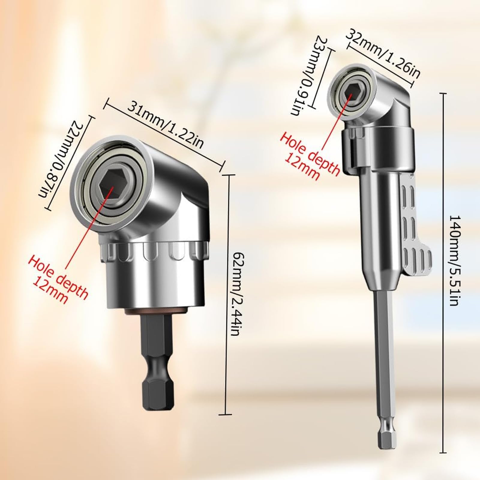 Cumulus Angle Driver, Cumuul Angle Driver, Screw Driver Right Angle Drill Adapter, 105 Degree Right Angle Drill Adapter, Right Angle Drill Attachment, Corner Tool Screw Hub for 1/4" Drill (1 Set)