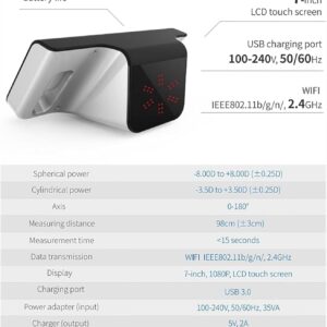 HDCCDM 7 Inch Ophthalmology Vision Screener, Portable Auto Refractor, 98cm Measuring Distance, 0-180° Axis Number, Data Storage, for Glaucoma, Syndrome Eye