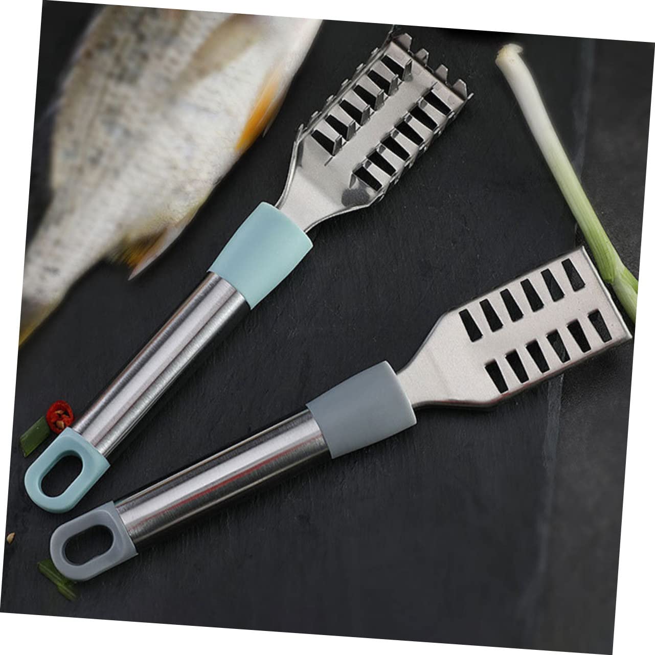 Mikinona 2pcs Fish Scale Planer Potatoe Peeler Fish Skin Cutter Vegetable Cleaner Fish Scraping Tool Cleaning Tools Fish Skinne Scaler Seafood Tools Cordless Fish Scaler Stainless Steel