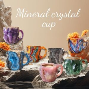 Dagale Mineral Crystal Coffee Mugs, Mineral Crystal Coffee Mug, Crystal Mineral Coffee Mugs, Natural Mineral Crystal Coffee Mugs, Crystal Coffee Mugs, Crystal Mugs for Coffee (Rainbow)