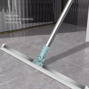 Silicone Floor Scraper, Silicone Floor Squeegee Broom, Retractable Silicone Floor Scraper Bathroom with Telescopic Handle, Scraping Broom for Bathroom Kitchen Shower Window