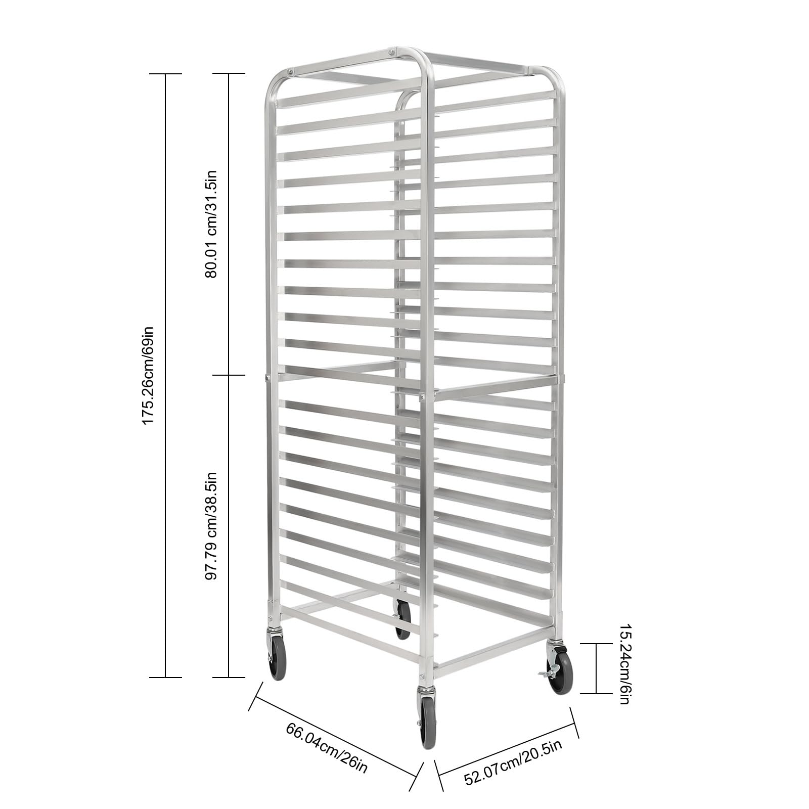 YSHUSTGY Bun Pan Rack, 20-Tier Commercial Bakery Racks, Mobile Trolley Storage Cooling Rack,Strong bearing capacity, with Lockable Casters,Thickened Supporting Strip for Home Or Commercial Kitchens