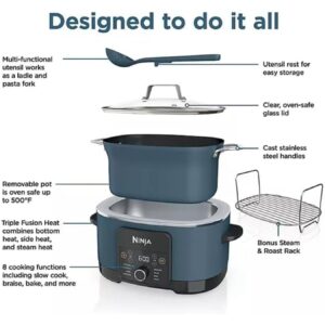 Ninja Foodi PossibleCooker PRO 8.5Qt 8-in 1 Multicooker Replaces 14 Appliances Triple Fusion Heat Cooks 30% Faster Slow Cooker Steam Oven Food Warmer Nonstick Pot Sauté Pan Dutch Oven - Navy (Blue)