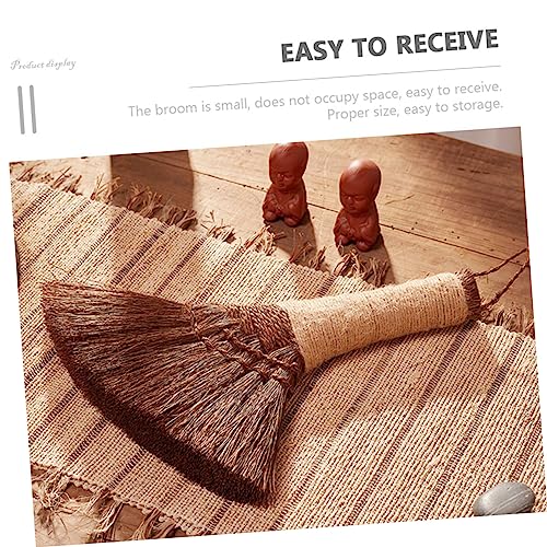 HOMOCONO Small Broom Broom Mini Desk Dust Broom Cute Broom Desk Cleaning Brush Broom Brushes Natural Broom Straw Broom Remover Desktop Cleaning Brush Besom Brown Silk Light Brown