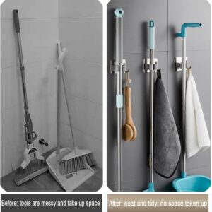 ATLANTICMop Holder, Modern Wall Mounted Heavy Duty Stainless Steel Storage Rack Organization Tools, Kitchen Garden Garage Or Bathroom Organization. (PACK OF 1.)