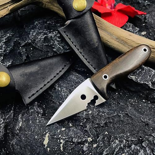 Fixed blade knife with holster, small with sheath full tang knife, fixed blade knife hunting knife, 2.5 inch camping knife for hiking, outdoors, survival, EDC