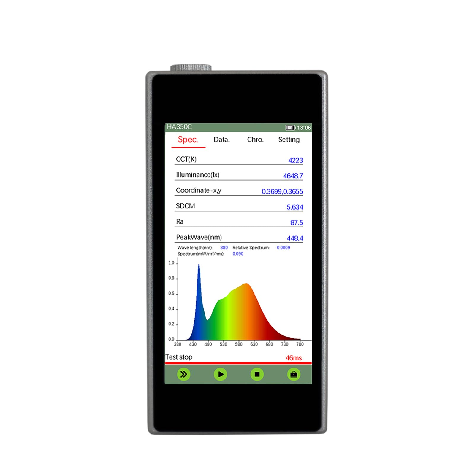 Handheld Spectrometer HA350C with Wave Length 380-780 nm 5'' LCD Touch Screen Versatile Diagram Portable Color Testers