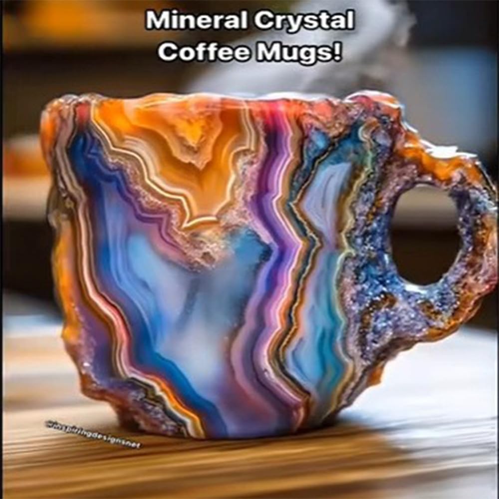 YHAXP Mineral Crystal Coffee Mugs, 8 Colors Crystal Mineral Coffee Mugs, Natural Mineral Crystal Coffee Mugs, New Mineral Crystal Coffee Mugs, Real Mineral Crystal Coffee Mugs 400ml (1pcs A)