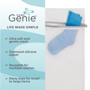 HOME GENIE Durable and Gentle Mesh Laundry Bags for Washing Delicates and Over The Door Hanging Shoe Organizer, Bags 4 Pk White Medium and Large, Zipper, Shoe 1 Pk Gray, Storage Holder, 2 Item Bundle