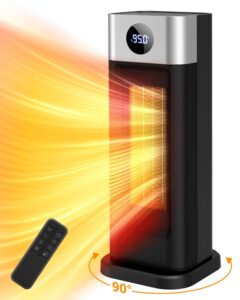 space heater for indoor use, 1500w fast heating portable electric heater with remote, thermostat, overheating & tip-over protection, 90° oscillation quiet space heater for large room, office & home