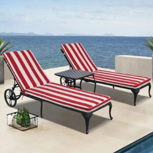 HAIPUP Chaise Lounge Cushions Outdoor, Lounge Chair Cushion Outdoor Furniture Cushions for Patio Pool Lawn, Red & White Stripe