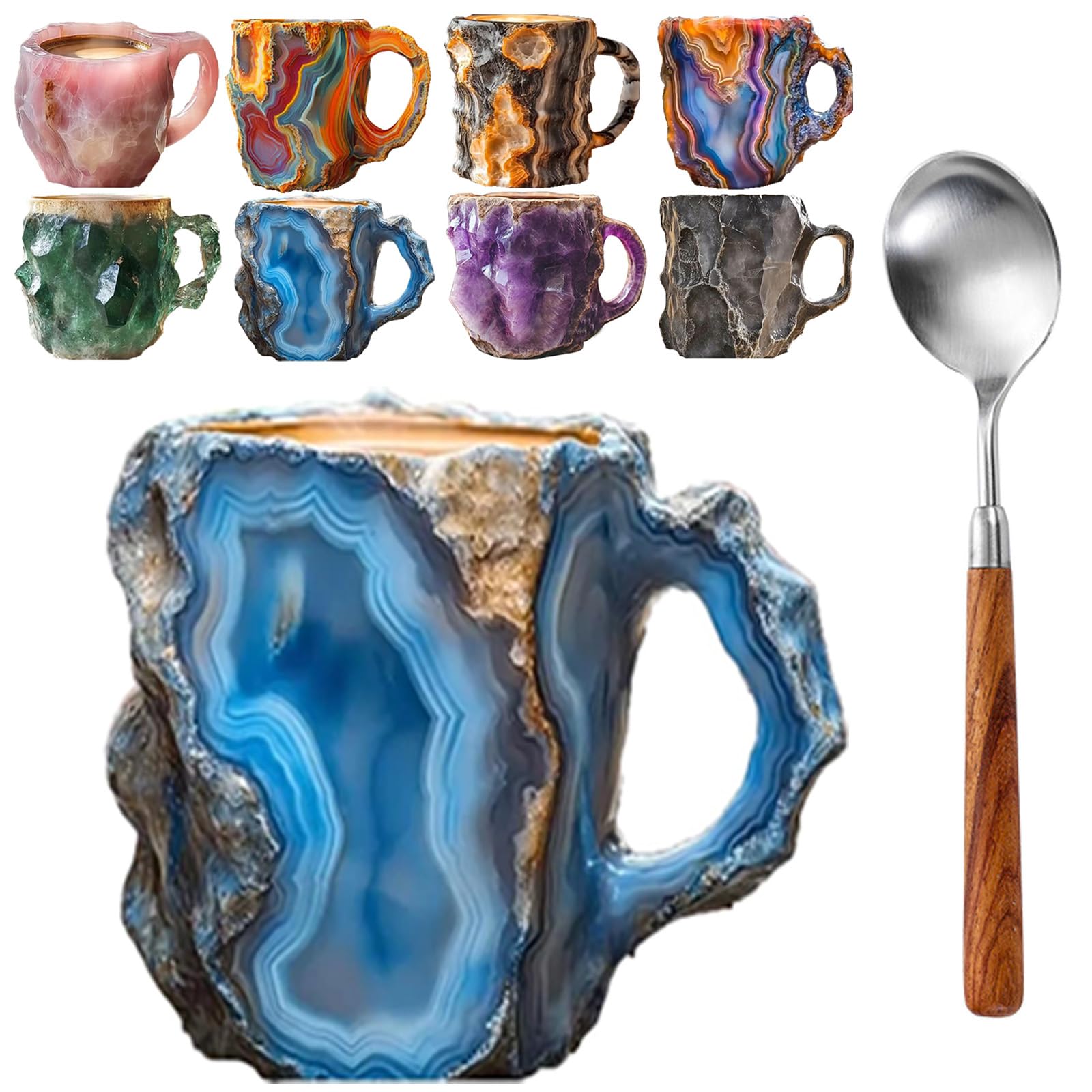 YHAXP Mineral Crystal Coffee Mugs, 8 Colors Crystal Mineral Coffee Mugs, Natural Mineral Crystal Coffee Mugs, New Mineral Crystal Coffee Mugs, Real Mineral Crystal Coffee Mugs 400ml (1pcs A)