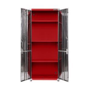 Seville Classics UltraHD Solid Steel Lockable Metal Storage Cabinet Locker Organizer, w/Adjustable Shelves for Garage, Warehouse, Office, Classroom, Red, 30" W x 18" D x 72" H