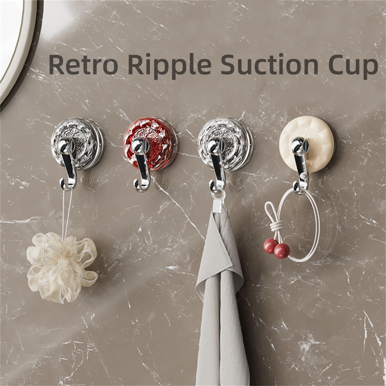 haccen Retro Ripple Suction Cup, Retro Ripple Suction Cup Hooks, Suction Cup Hooks for Shower, Suction Cup Hooks for Glass Window, Suction Cup Shower Caddy