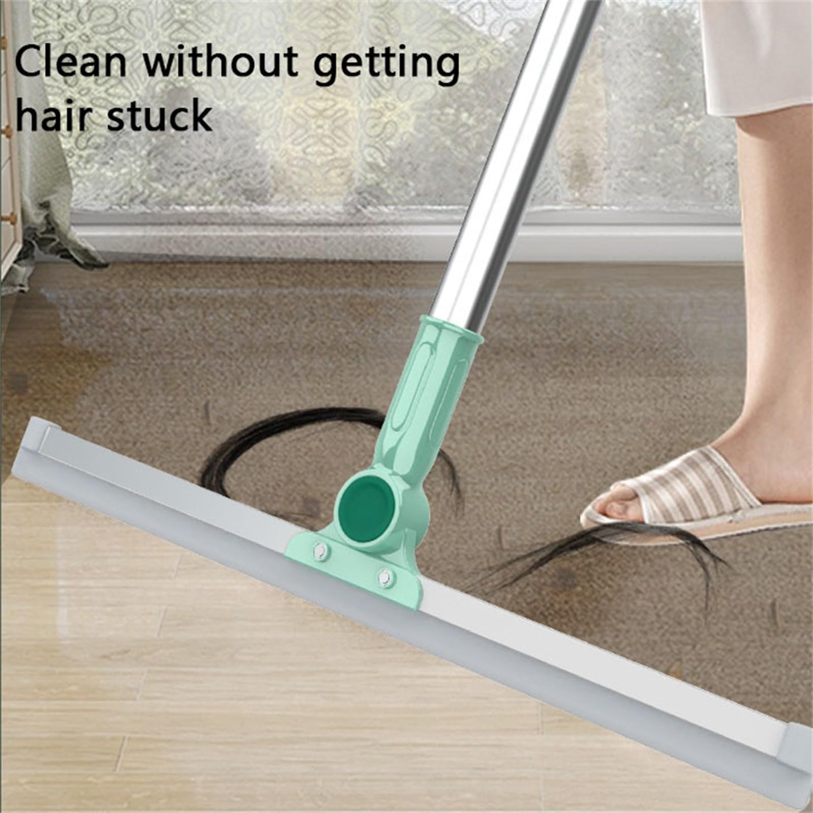 Broom Silicone, Retractable Silicone Floor Scraper Bathroom Wiper 35cmsiliconegroundscrape, Silicone Scraper Broom Wiper & Floor Mop, Rubber Broom for Pet Hair Hardwood Floor(50cm)