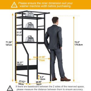 Heavy Duty Over the Washer and Dryer Storage Shelf – All-Steel Laundry Room Organizer with Clothes Drying Rod, Space-Saving Shelf for Front-Load Washers and Dryers, 29.92"L x 23.65"D x 70.8"H