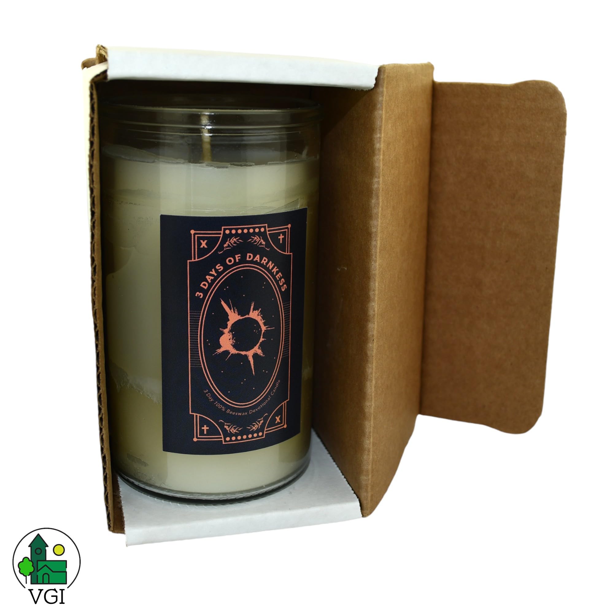 3 Days of Darkness Vigil Candle with preparation instructions | 72-hour candle | Pure 100% Beeswax candle | Votive Candle in Glass for Safety | Catholic Spirituality Candle | Made in the USA