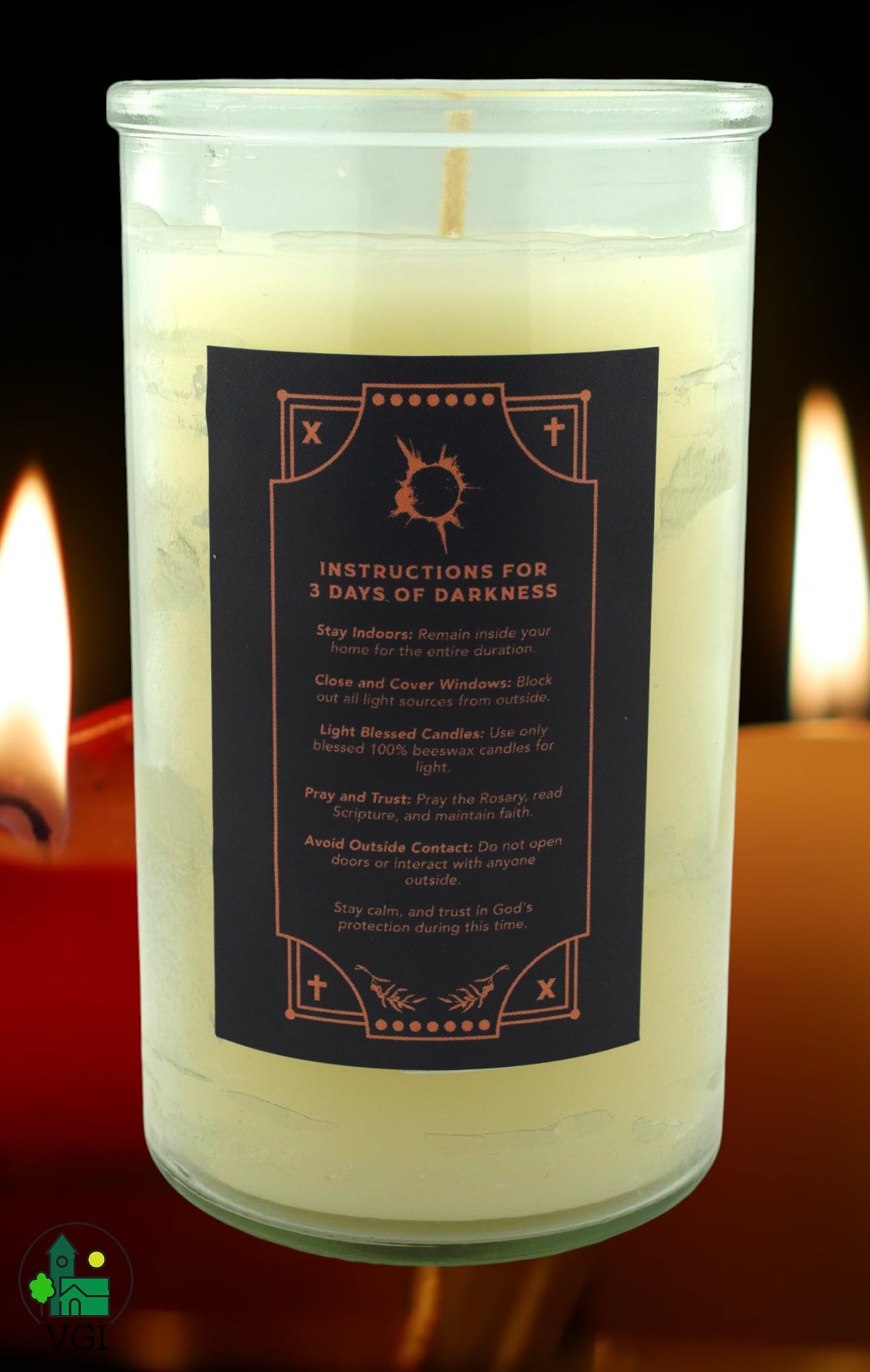 3 Days of Darkness Vigil Candle with preparation instructions | 72-hour candle | Pure 100% Beeswax candle | Votive Candle in Glass for Safety | Catholic Spirituality Candle | Made in the USA