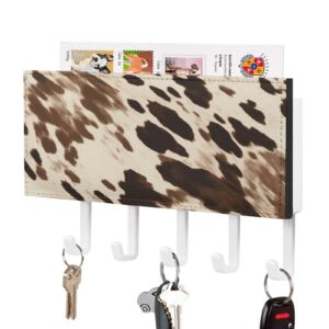 hkmntgd key hooks for wall, key rack wall mount cow printed printed key hanger key holder key rack organizer for wall for entryway front door hallway office