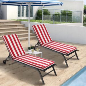 HAIPUP Chaise Lounge Cushions Outdoor, Lounge Chair Cushion Outdoor Furniture Cushions for Patio Pool Lawn, Red & White Stripe