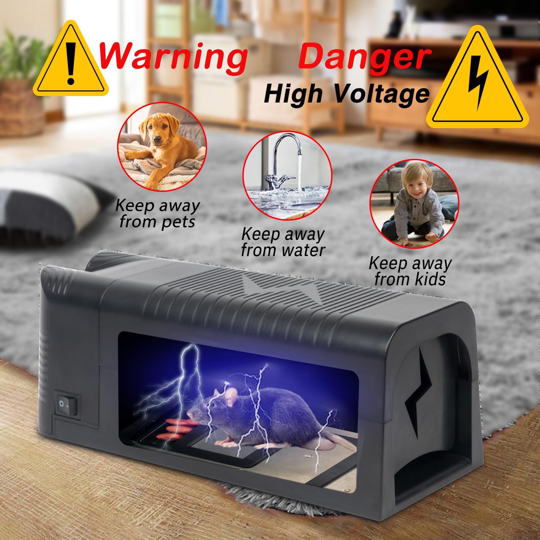 Electric Mouse Killer Mice Trap Mice Zapper Effectively Kill Mouse for Bedroom Kitchen Indoor 2 Packs