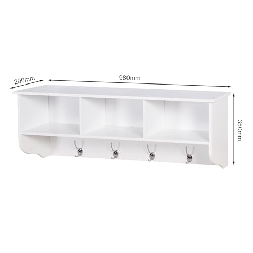 White Wall Shelf Garage Storage Rack Floating Shelves Garage Storage Rack, Garage Storage Organization Systerm, Heavy Duty Garage Ceiling Storage Racks,Floating Shelves,Entryway Wall Mounted Coat Rack