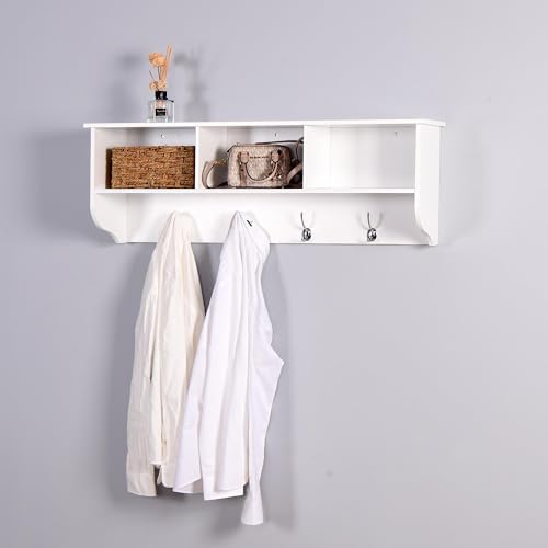 White Wall Shelf Garage Storage Rack Floating Shelves Garage Storage Rack, Garage Storage Organization Systerm, Heavy Duty Garage Ceiling Storage Racks,Floating Shelves,Entryway Wall Mounted Coat Rack