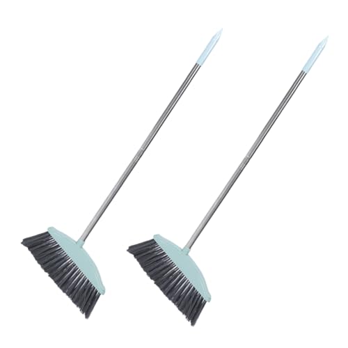 HONMEET 2pcs Stainless Steel Broom Hair Sweeping Broom Garden Broom Household Broom Stoop Broom Floor Sweeping Broom Outdoor Brooms Standing Broom Garbage Sweeping Broom Blue Plastic