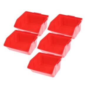 villful 5pcs warehouse parts box oblique garage hanging stacking containers warehouse storage bins hardware storage rack parts storage organizer warehouse shelving stackable bins abs red