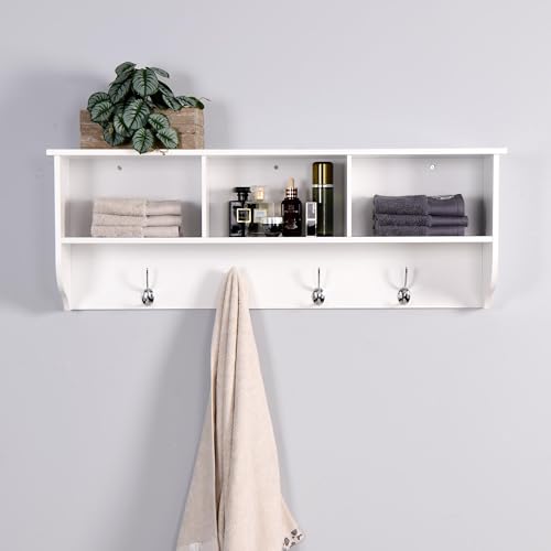 White Wall Shelf Garage Storage Rack Floating Shelves Garage Storage Rack, Garage Storage Organization Systerm, Heavy Duty Garage Ceiling Storage Racks,Floating Shelves,Entryway Wall Mounted Coat Rack