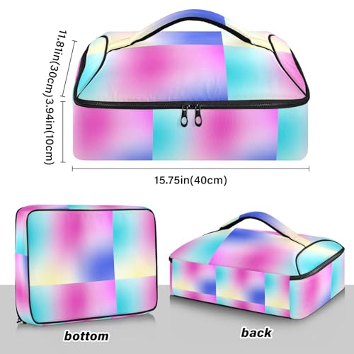 Kcldeci Insulated Thermal Food Carrier Insulated Casserole Carrier for Hot or Cold Food,Colorful Blur Gradient Insulated Tote Bag for Potluck Cookouts Parties Picnic,Lasagna Lugger