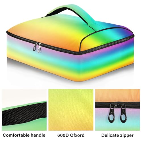 Kcldeci Insulated Thermal Food Carrier Insulated Casserole Carrier for Hot or Cold Food,Rainbow Blurry Insulated Tote Bag for Potluck Cookouts Parties Picnic,Lasagna Lugger