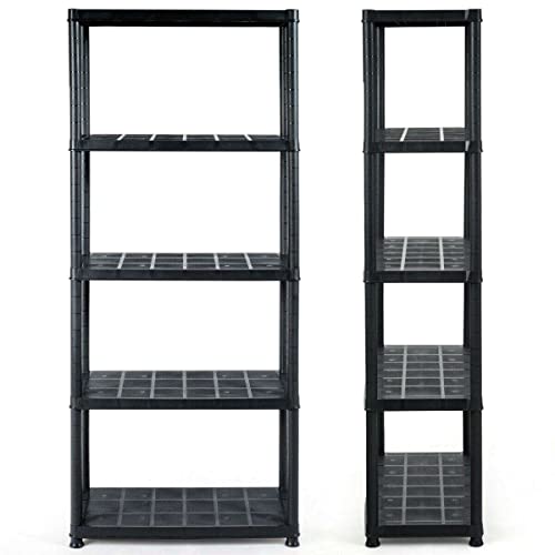 HKYH 2 PCS 5-Tier Storage Shelving Freestanding Rack Multi-Use 33.5" L X 16" W X 73" H Generic Storagerack Closet organizers and storage Organization and storage Storage shelves Closet storage Book